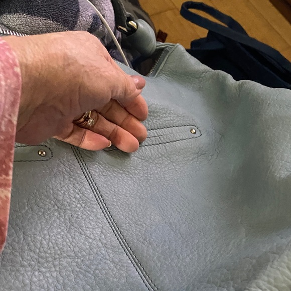 b. makowsky Woven Panel Studded Shoulder Bag - Light Blue - Picture 6 of 14